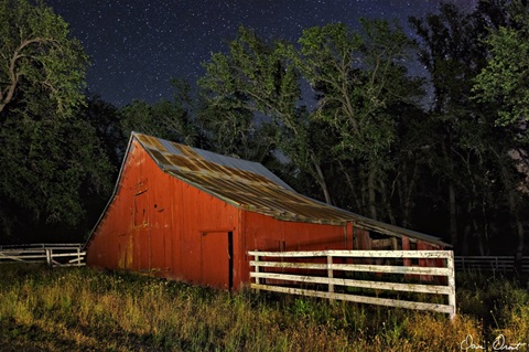 Red Barn at Night