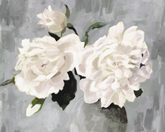 White Blooms in Gray Vase I