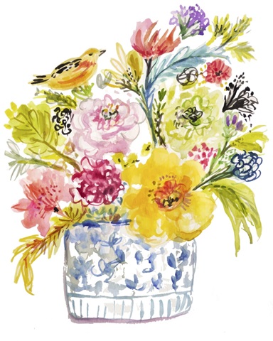 Floral with Bird I