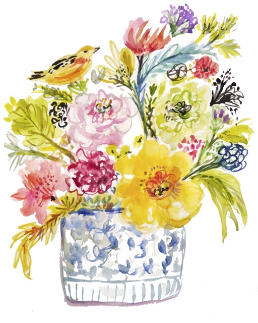 Floral with Bird I