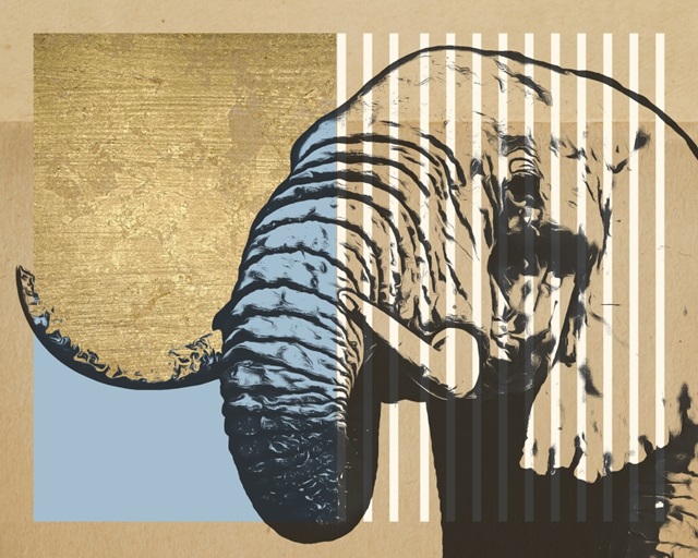 Gold Geometric Elephant II