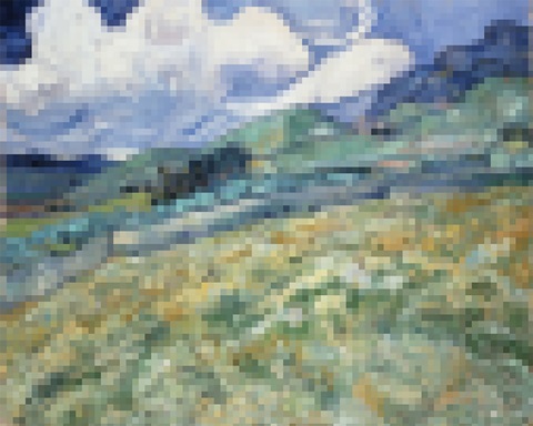 Pixelated Van Gogh Landscape