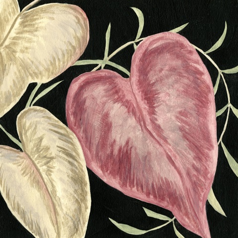 Tropical Leaves on Black I