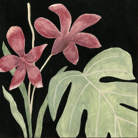 Tropical Leaves on Black II