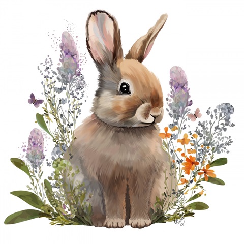 Rabbit in Lupins
