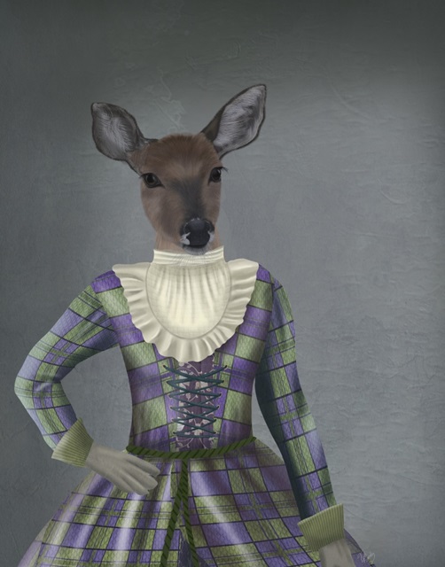 Scottish Deer Lady Elspeth, Portrait, Art Print