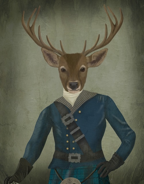 Scottish Deer Laird Tam OShunter, Portrait, Art Print