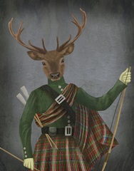 Scottish Deer Major Malcolm, Portrait, Art Print
