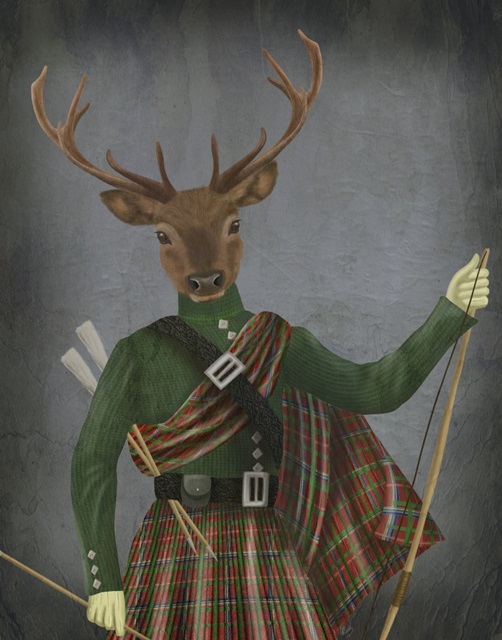 Scottish Deer Major Malcolm, Portrait, Art Print