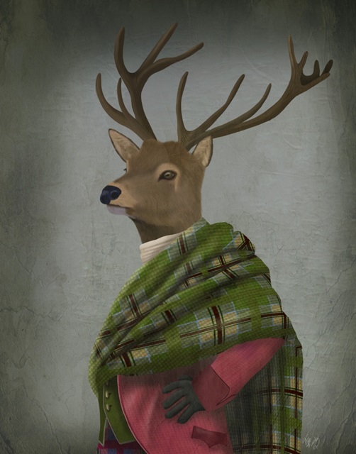 Scottish Deer Sir Shuggy Campbell, Portrait, Art Print