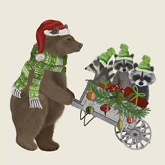 Bear and Christmas Wheelbarrow