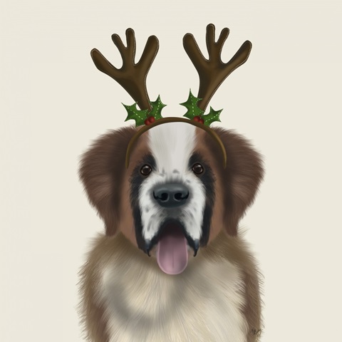 St Bernard Christmas Antlers