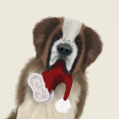 St Bernard and Christmas Hat