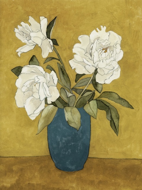 Flower Trio in Blue Vase I