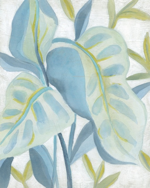 Aqua Tropical Leaves I