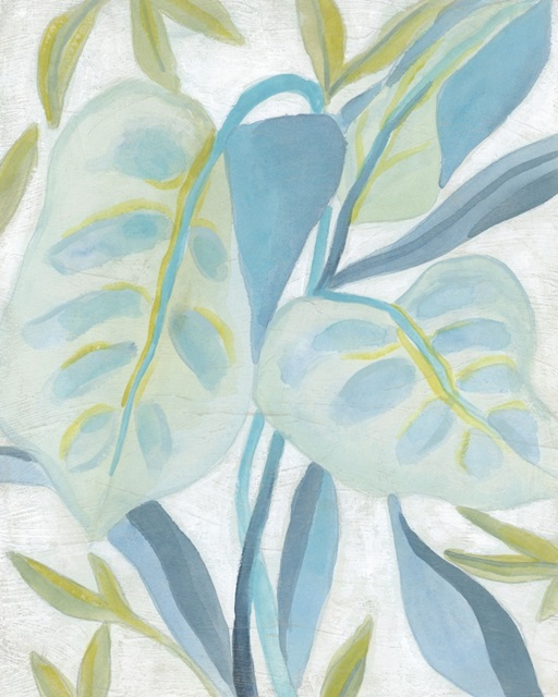 Aqua Tropical Leaves II