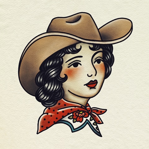 Traditional Tattoo Cowgirl I
