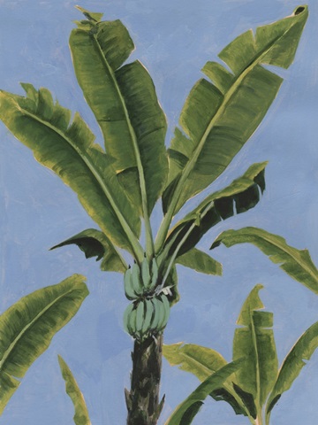 Banana Leaves on Blue I