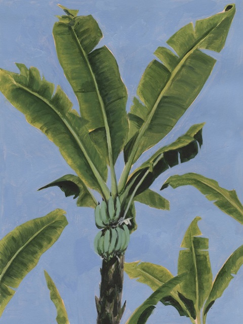 Banana Leaves on Blue I