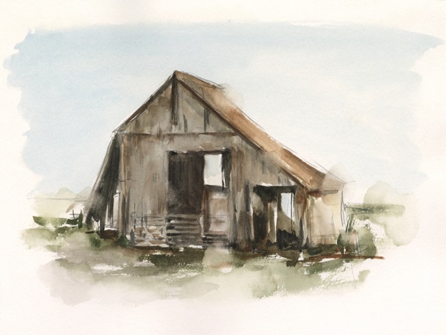 Watercolor Barn Study I