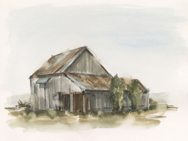 Watercolor Barn Study II