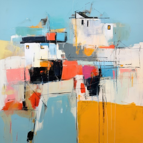 Abstract Village in Blue II