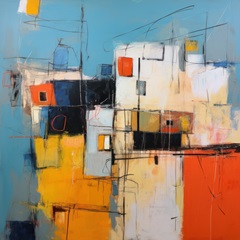 Abstract Village in Blue III