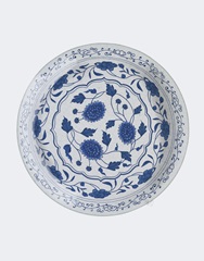 Plate, Chrysanth Trio in Blue