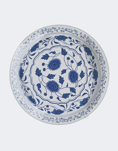Plate, Chrysanth Trio in Blue