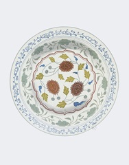 Plate, Chrysanth Trio in Multicolours
