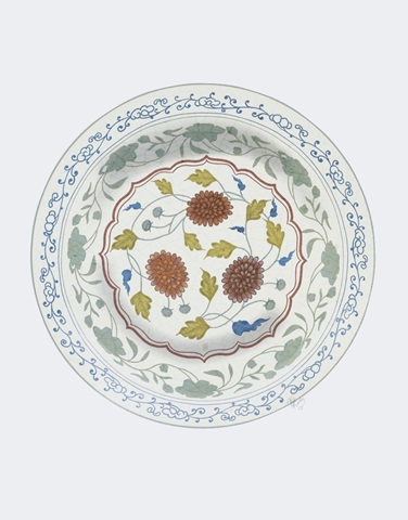 Plate, Chrysanth Trio in Multicolours