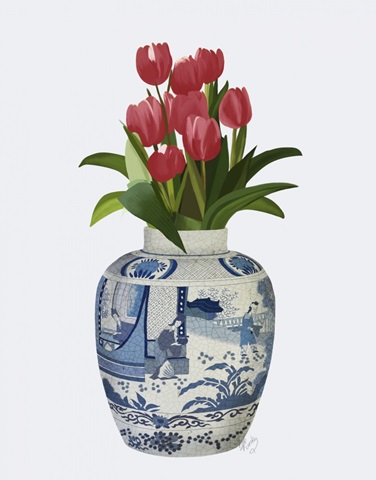 Ginger Jar with Ref Tulips