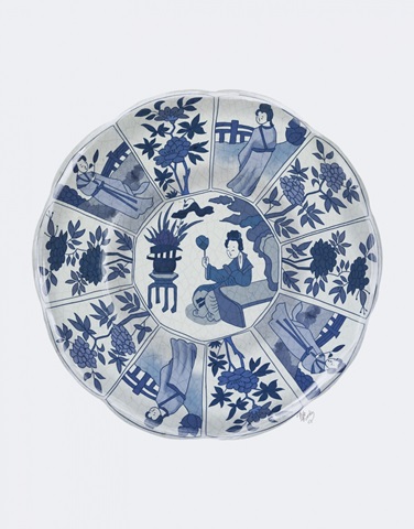 Plate, Lady with Mirror in Blue