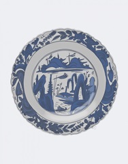 Plate, Mountains and Temples in Blue