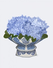 Chinoiserie Pot and Blue Hydrangea