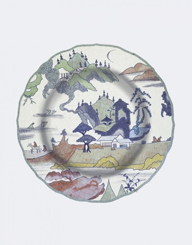 Plate, Temple Scene 1 in Multicolour