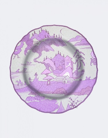 Plate, Temple Scene 1 in Pink