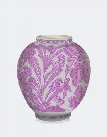 Palm Leaf Ginger Jar, Pink