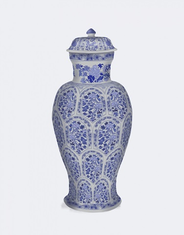Tall Floral Jar in Blue