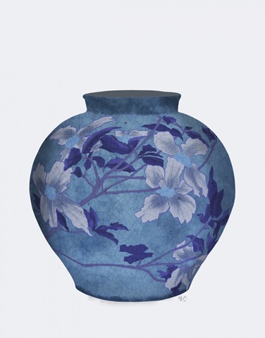 Ginger Jar, Floral, Blue