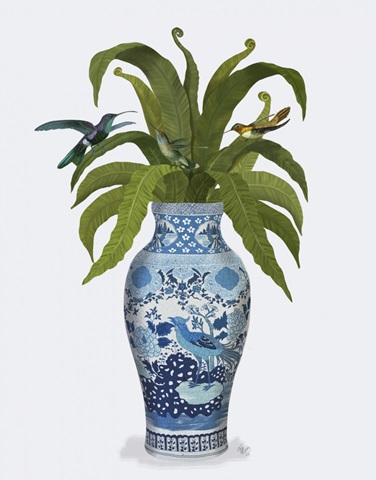 Cockerel Vase and Hummingbirds