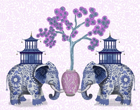 Chinoiserie Elephants and Cherry Blossom