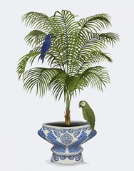Palm in Chinoiserie Pot and Parrots 1