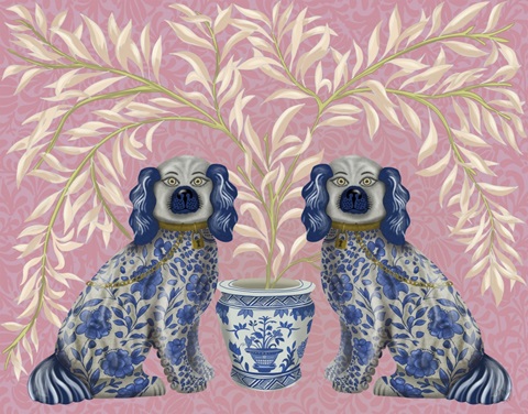 Staffordshire Dog Twins on Pink