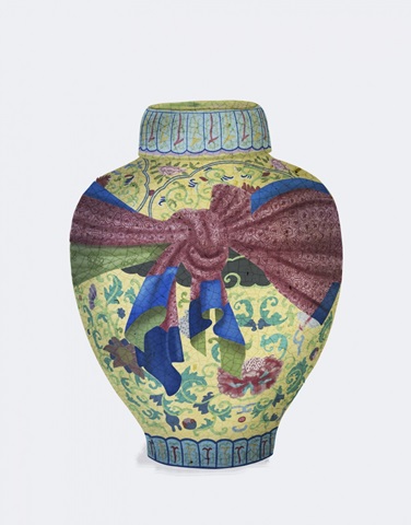 Chinoiserie Ginger Jar, Bright Ribbon
