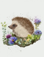 Hedgehog In Flowers