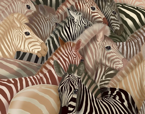 Zebra Herd, Earth Tones