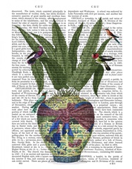 Chinoiserie Ginger Jar, Bright Ribbon and Hummingbirds