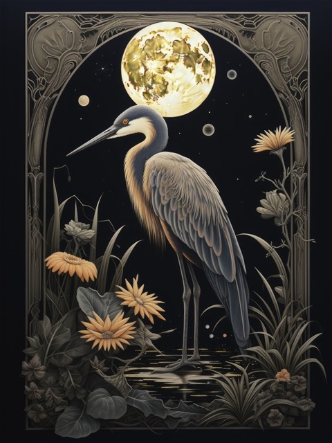 Heron By Moon I