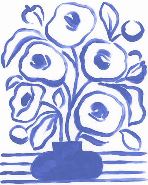 Blue Brush Flowers I